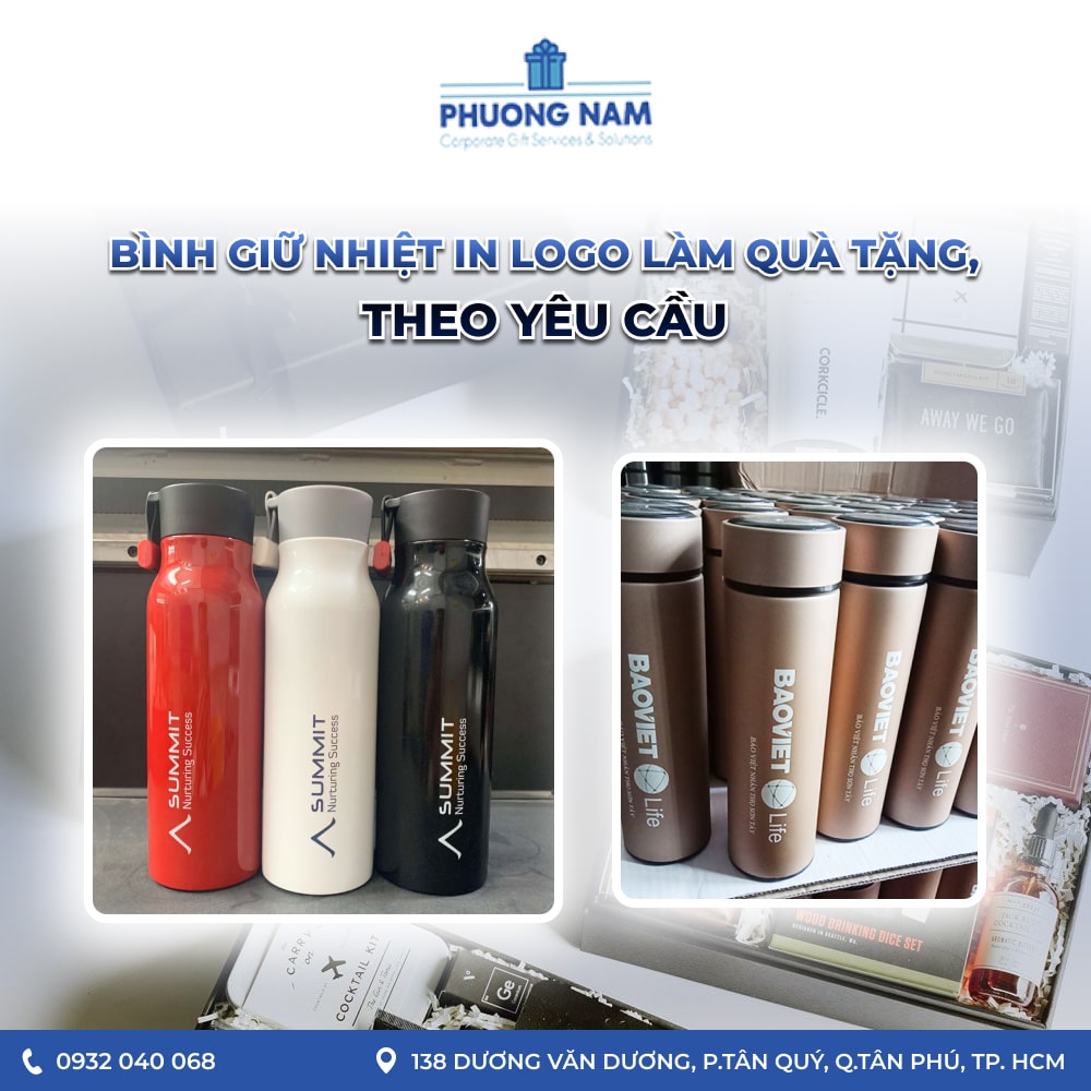 Bình giữ nhiệt in logo làm quà tặng, theo yêu cầu