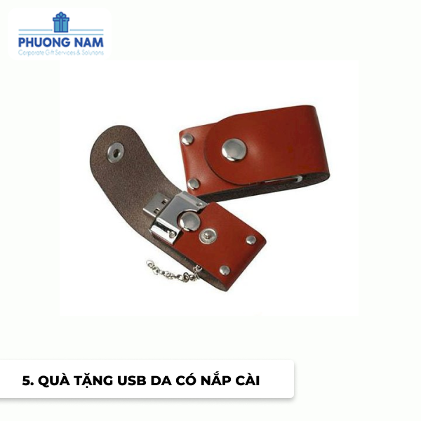 Quà tặng USB da có nắp cài 