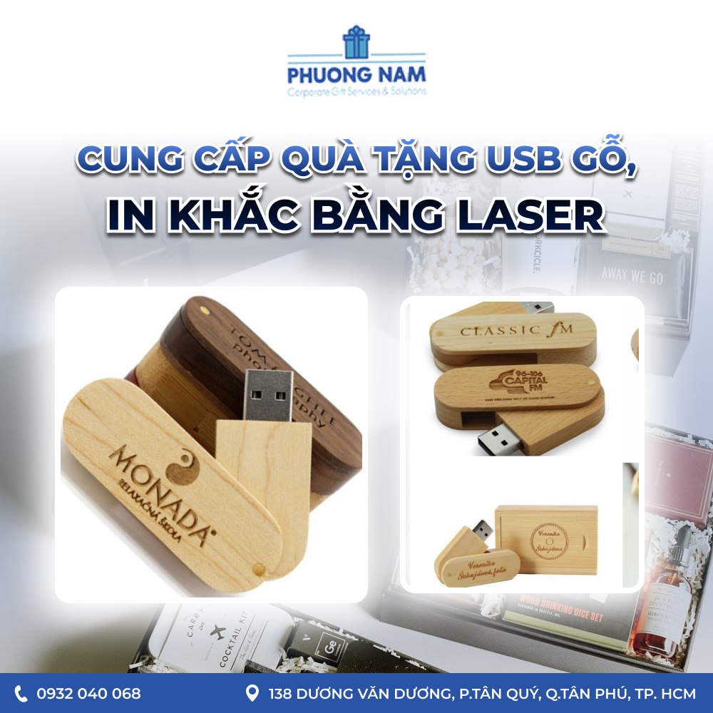 Cung cấp quà tặng usb gỗ, in khắc bằng laser